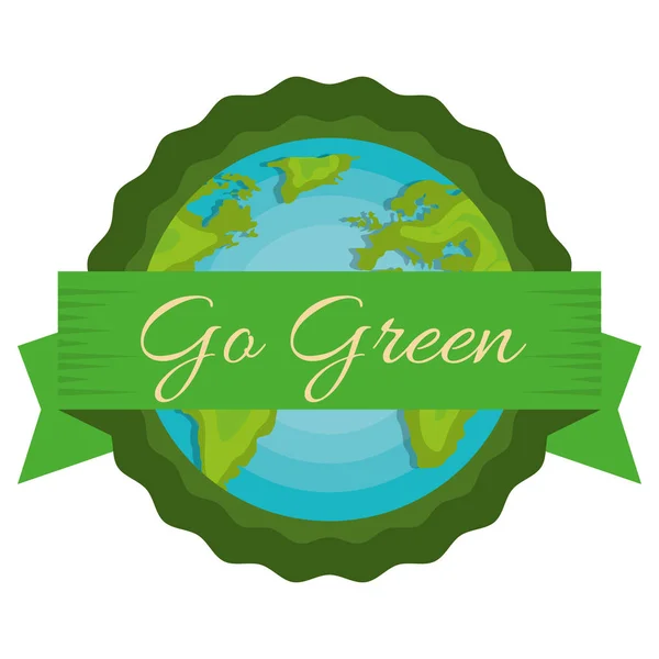 Ir planeta mundo verde — Vector de stock