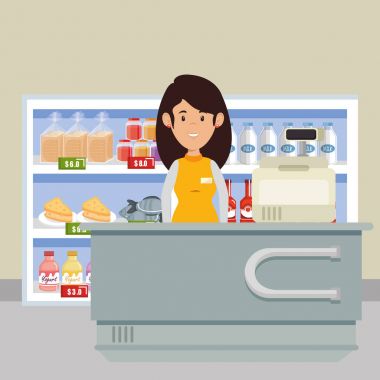 süpermarket satıcı kadın karakter