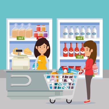 süpermarket yiyecek kadınla