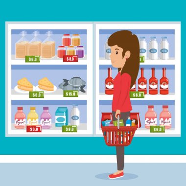 süpermarket yiyecek kadınla