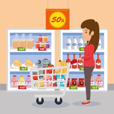 süpermarket yiyecek kadınla