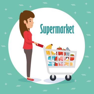 süpermarket yiyecek kadınla