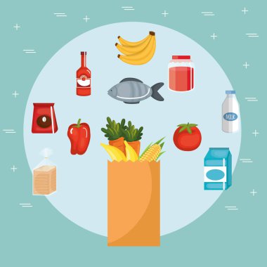 süpermarket yiyecek Icons set
