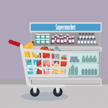 süpermarket yiyecek Icons set