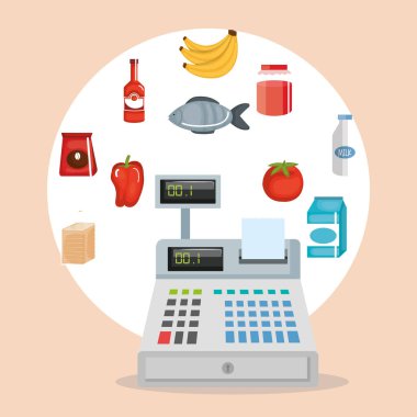 süpermarket yiyecek Icons set