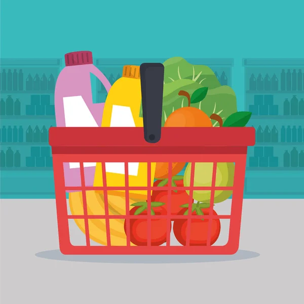 Supermarket groceries set icons — Stock Vector