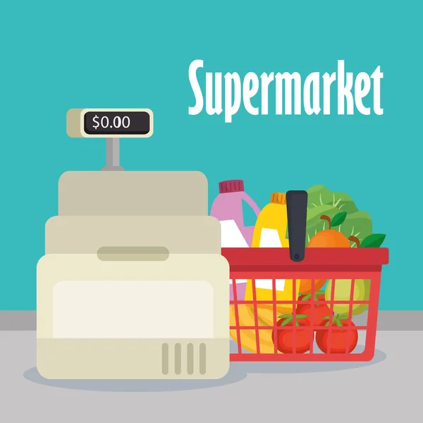 Supermarkt boodschappen instellen pictogrammen — Stockvector