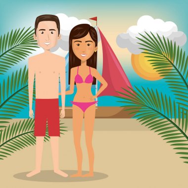 Çift karakter sahilde