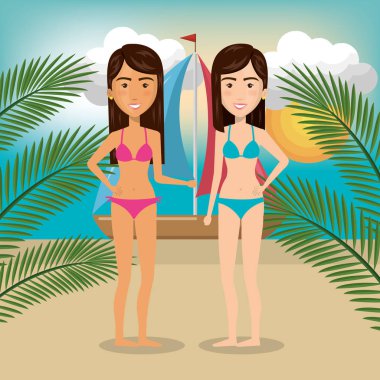 Sahilde kadın karakter