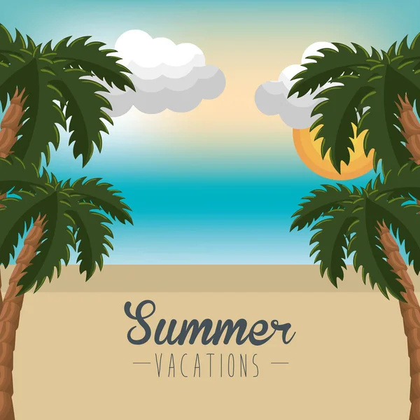 Summer vacation seascape scene — Stock Vector