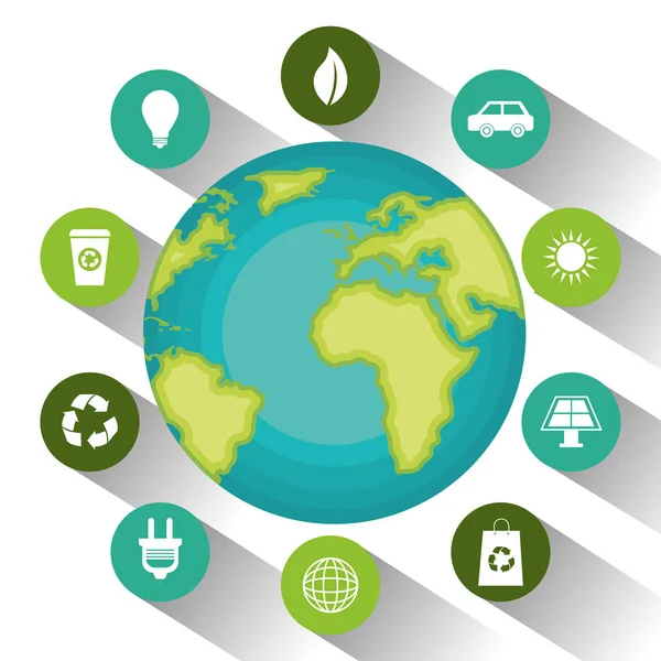 Set icone ambientali ed ecologia — Vettoriale Stock