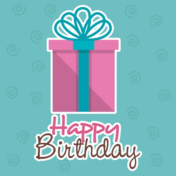 Glückwunschkarte zum Geburtstag mit Geschenkbox — Stockvektor