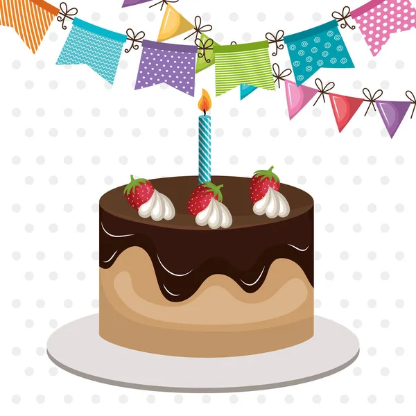 Gelukkige Verjaardag card met zoete cake — Stockvector