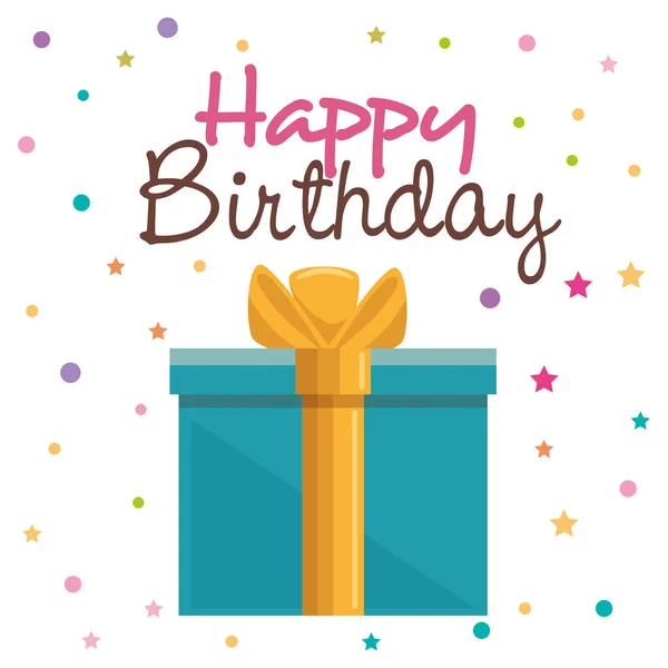 Happy birthday card with giftbox — Stock Vector
