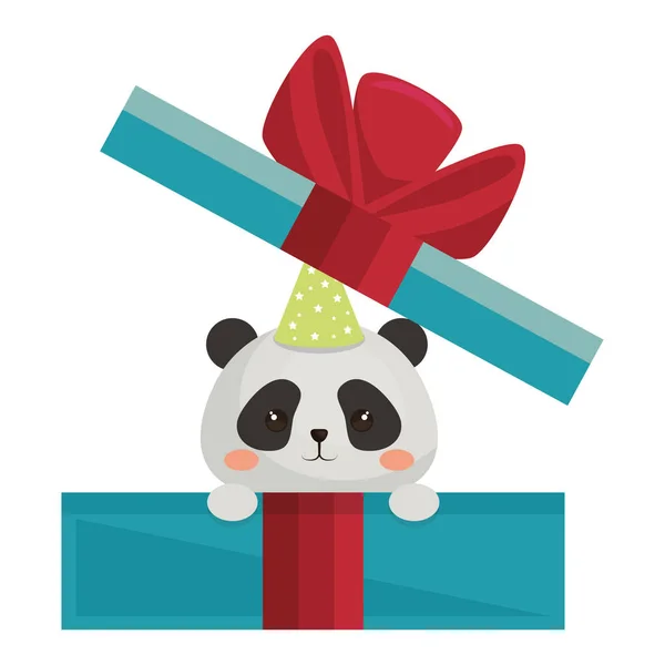 Gelukkige verjaardag-kaart met panda Beer — Stockvector
