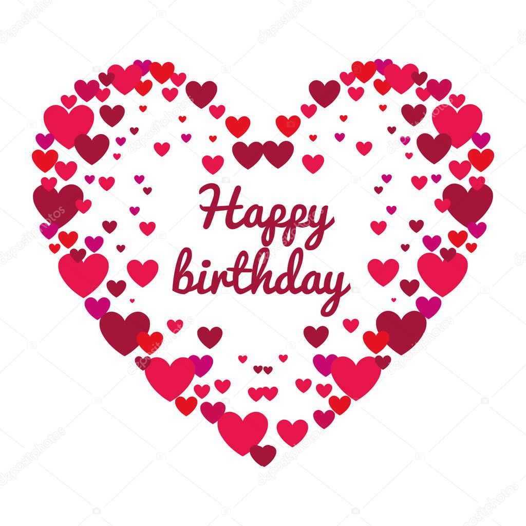 Download Happy birthday card with heart love — Stock Vector ...