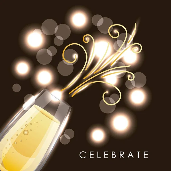 Celebrate champagne glass drink new year party — Stock Vector