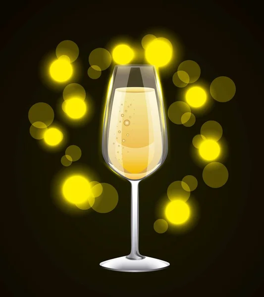 Champagne glass drink celebration glowing background — Stock Vector