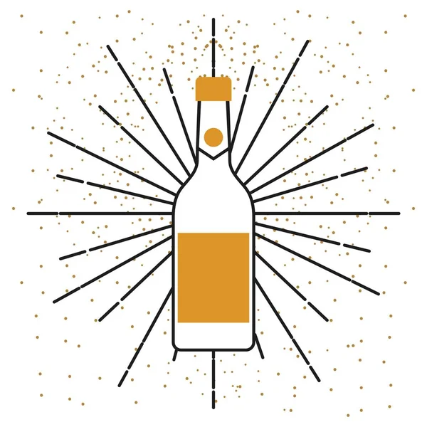 Champán botella beber alcohol celebración — Vector de stock