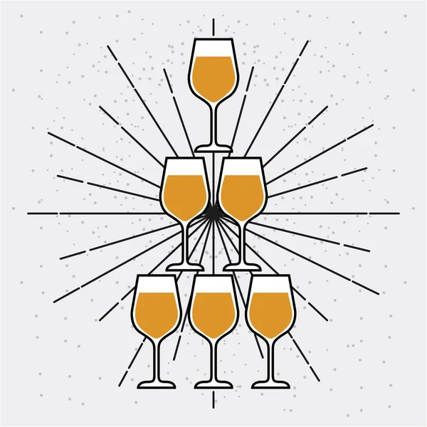 Bicchieri di champagne piramide evento celebrazione — Vettoriale Stock