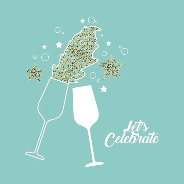 Para szampan szkło okrzyki celebracja napój — Wektor stockowy