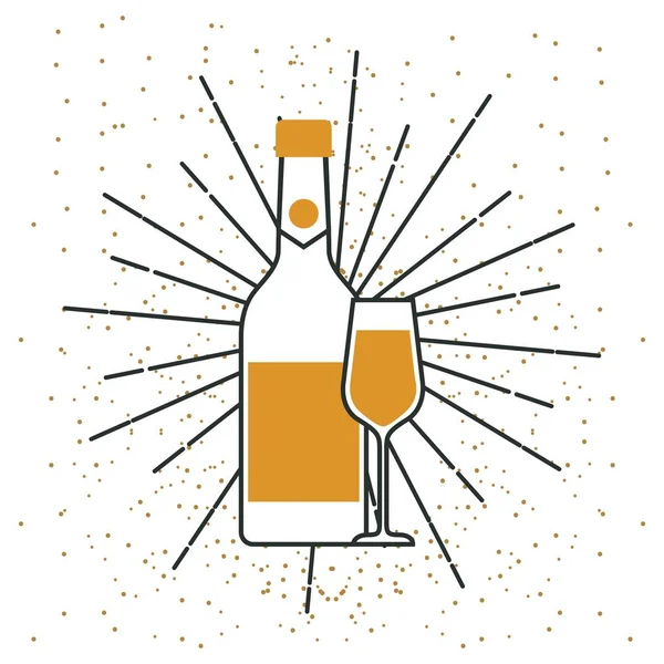 Butelka szampana i szkła celebracja — Wektor stockowy