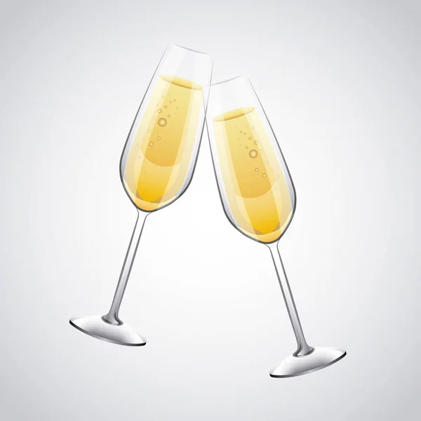 Pair of champagne glass cheers drink celebration — Stock Vector