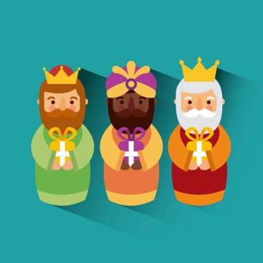 İsa'ya feliz dia de los reyes üç sihirli Kral getirmek sunar