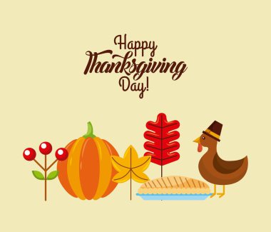 Mutlu Şükran günü poster akşam yemeği menüsü pasta Türkiye ve kabak