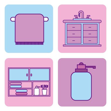 banyo simgeler ekipman öğeler kavramı ayarla