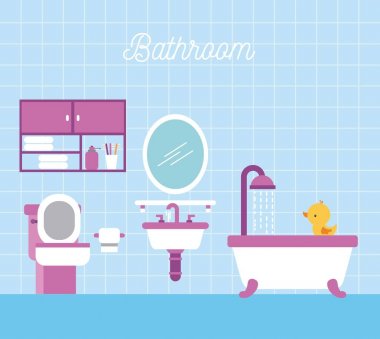 banyo banyo duş tuvalet kağıdı kabine ve ördek