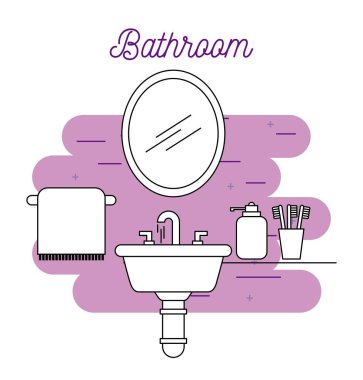 banyo lavabo havlu ayna sabun ve diş fırçası