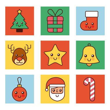 koleksiyon simgeler merry christmas kutlama dekorasyon