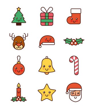 koleksiyon simgeler merry christmas kutlama dekorasyon