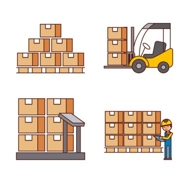 Lojistik kavramı işçi kutuları dışkı ambar ölçekleme