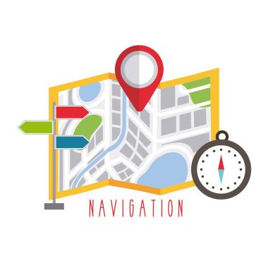 katlanmış harita navigasyon kırmızı nokta işaretleri tasarımı ile