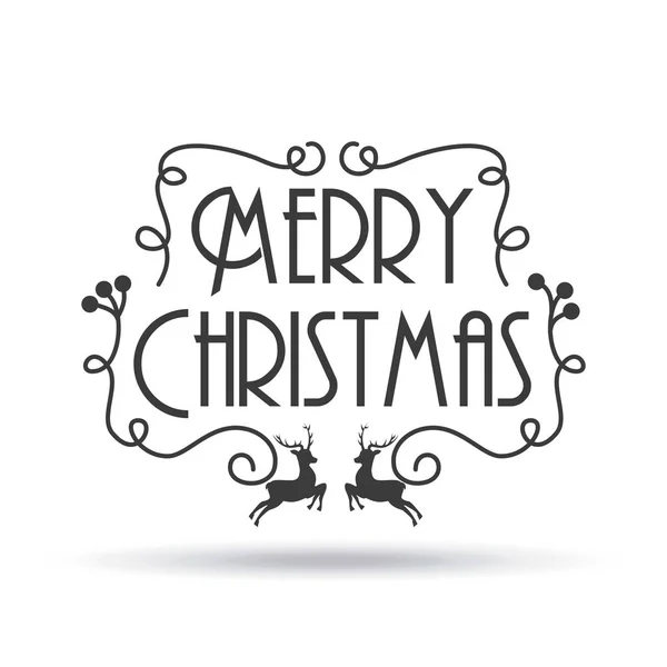 Neşeli Noel kartı Ren geyiği dekorasyon gölge yazı — Stok Vektör