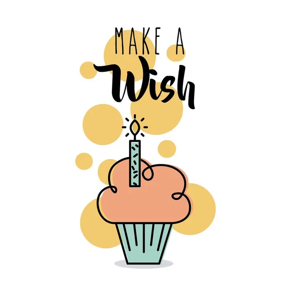Fare un biglietto di auguri auguri festeggiamento candela cupcake — Vettoriale Stock