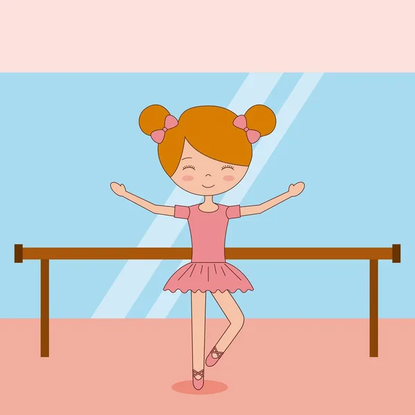 Bailarina en danza para la escuela de ballet o el rendimiento de estudio — Vector de stock