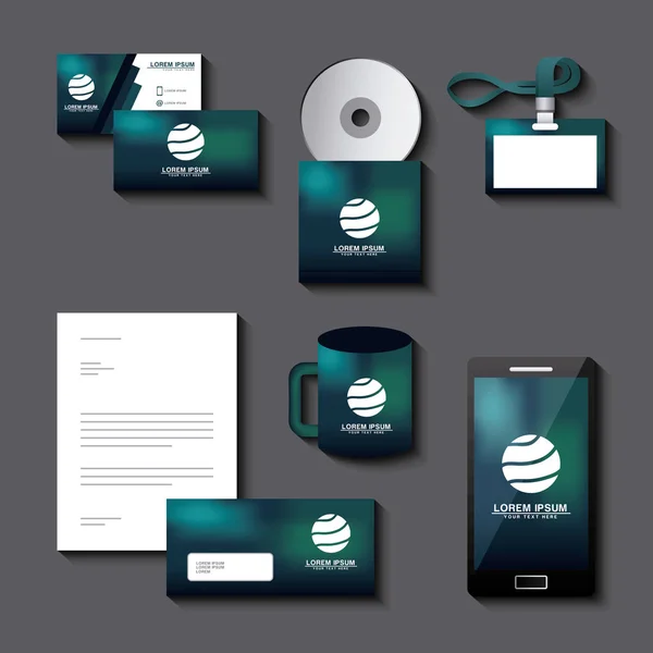 Modelo de identidade corporativa set business stationery mock-up com design de marca de emblema — Vetor de Stock