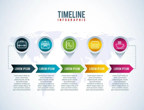 Zaman çizelgesi Infographic dünya iş şirket planı stratejisi — Stok Vektör