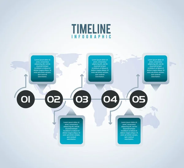 Timeline infographic world number in circle options report — Stock Vector