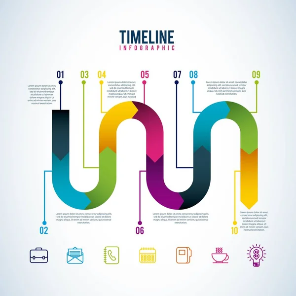 Opzione flusso di lavoro avanzamento infografico della timeline — Vettoriale Stock