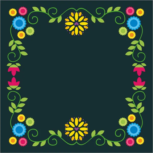 Bordure florale décoration carte de fleurs salutation vide — Image vectorielle