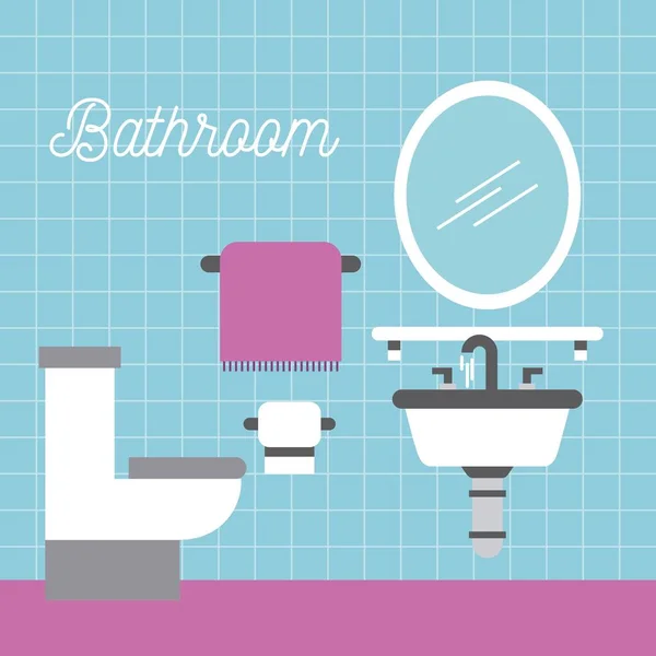 Łazienka Umywalka WC ręczniki papierowe i lustro — Wektor stockowy