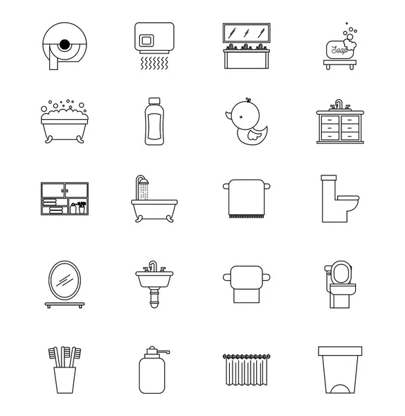 浴室系列图标设备元素概念 — 图库矢量图片