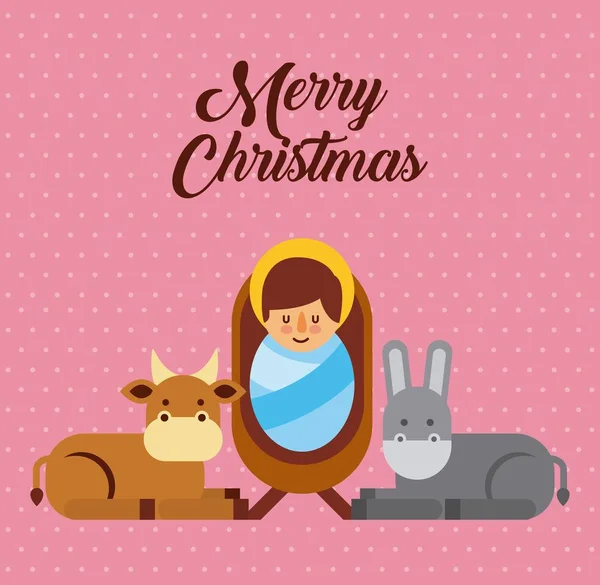 Merry christmas jesus christ holy blessed — Stock Vector