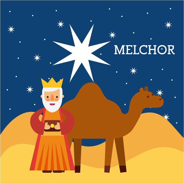 melchor wise king nad camel wise king manger character bringing gift to jesus