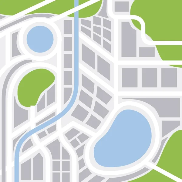 Sokaklar Karayolları ve alanları gps navigasyon konsepti ile şehir haritası — Stok Vektör