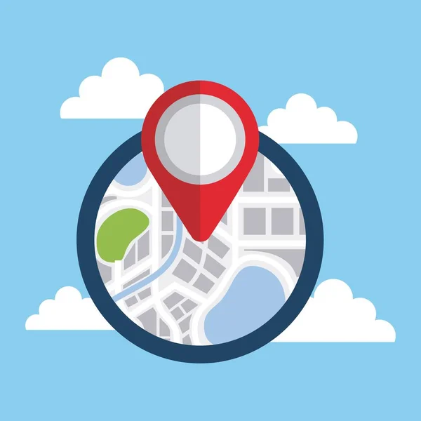 Loupe recherche zoom sur la carte de navigation — Image vectorielle